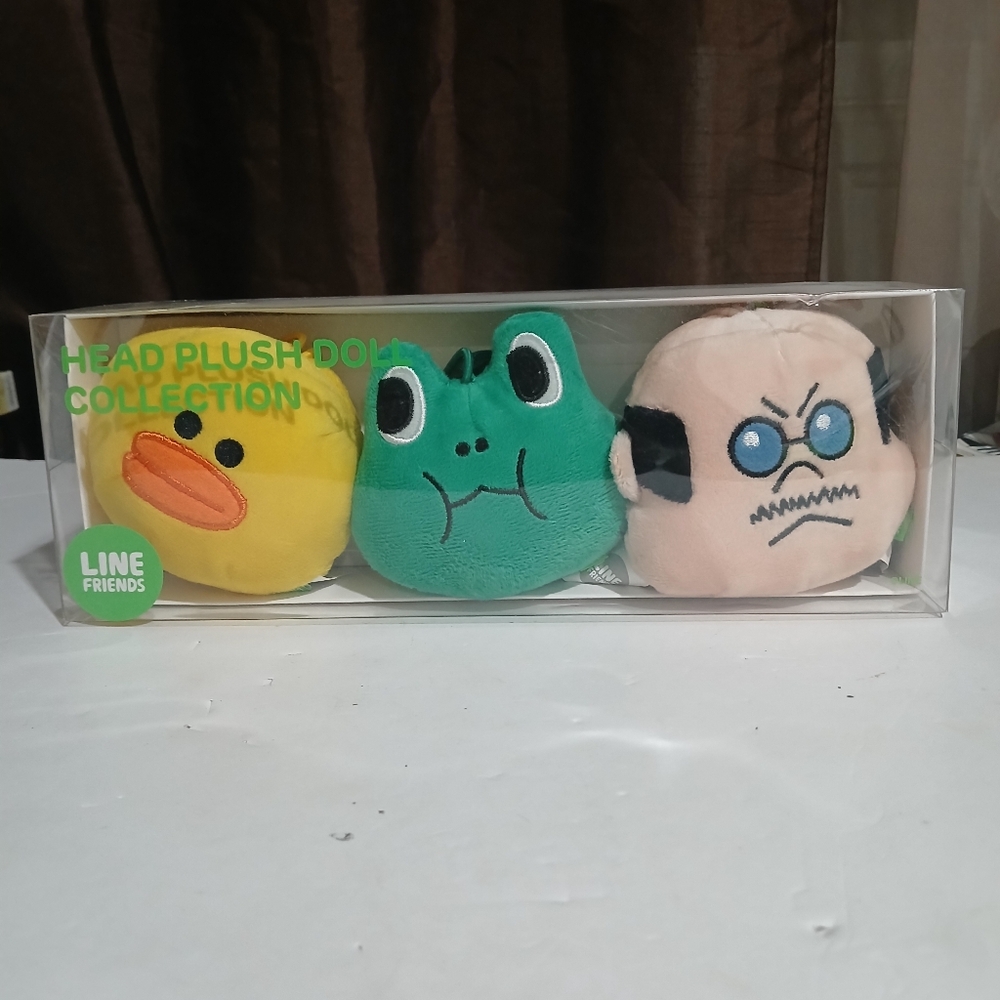 Line Friends 3 Character Head Plush Doll Collection (NEW)